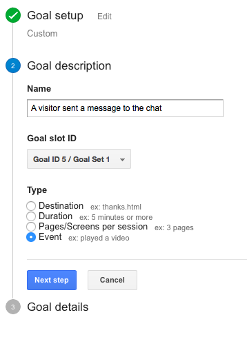 Goal creation, second step